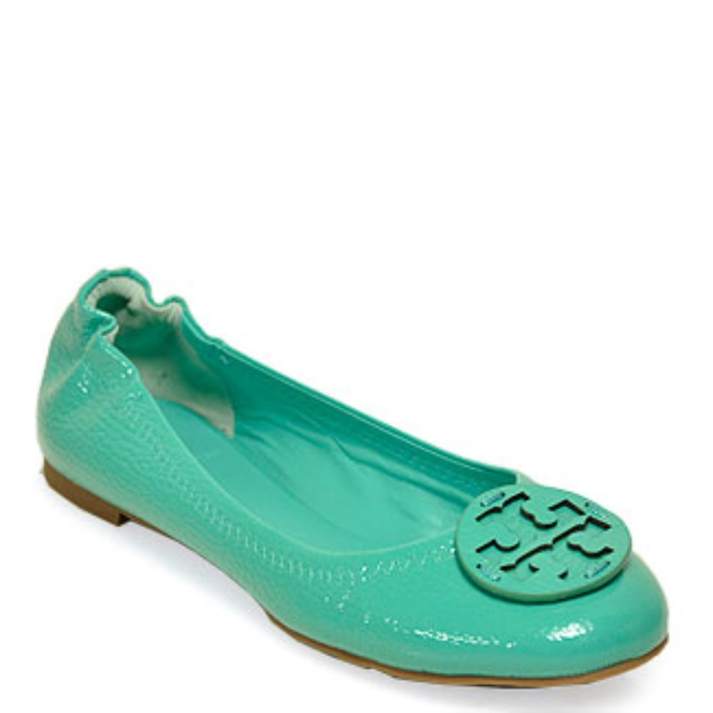 Tory Burch Reva Turquoise Tumbled Patent Leather